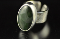 Kawa Kawa Pounamu and Textured Silver Ring