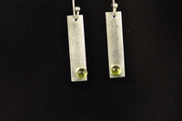 Textured Silver and Peridot Earrings