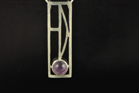 Amethyst and Silver Pendant. Charles Rennie Macintosh style 