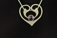 Amethyst and Silver Pendant. Art Nouveau style 