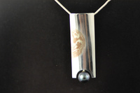 Mokume Gane and Black pearl pendant