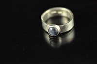 Mokume Gane White Gold and Silver Twist Pattern Ring with Blue Star Sapphire